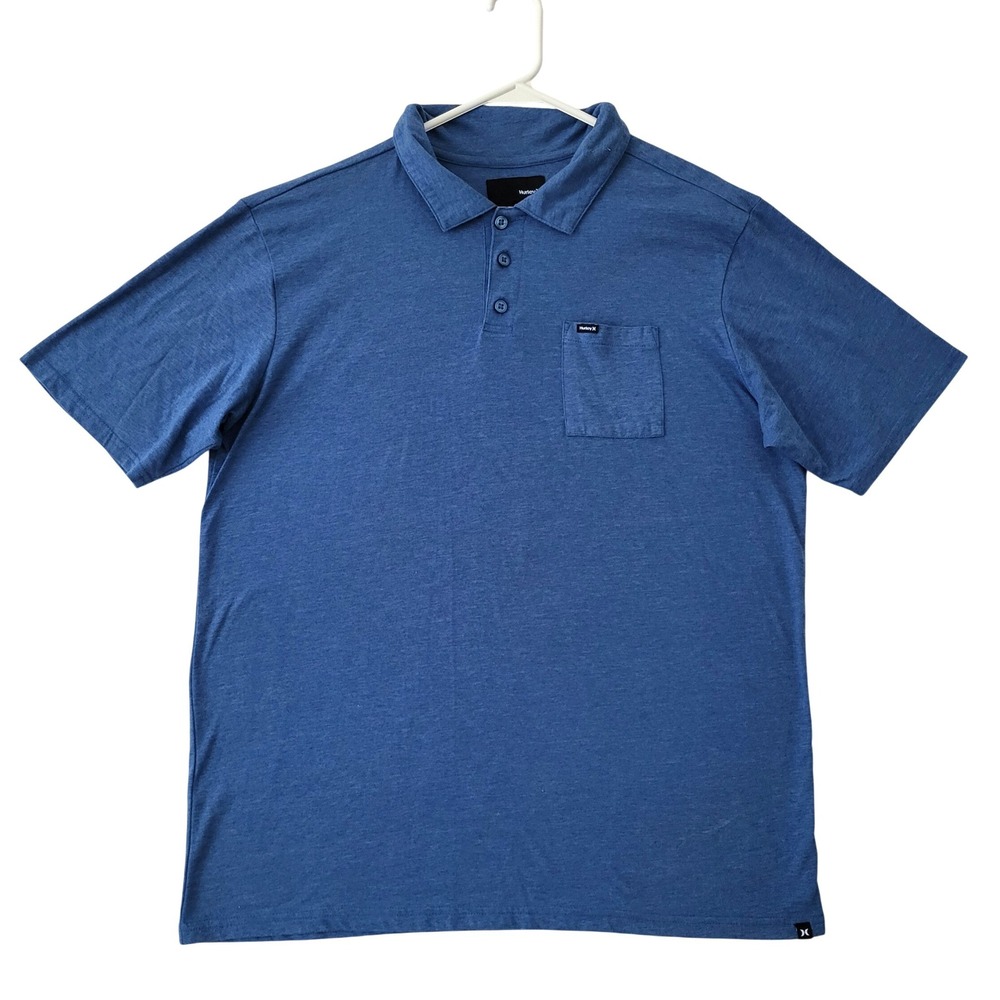 Hurley Polo Shirt Mens XL Blue Short Sleeve Preppy Golf Casual Cotton Blend